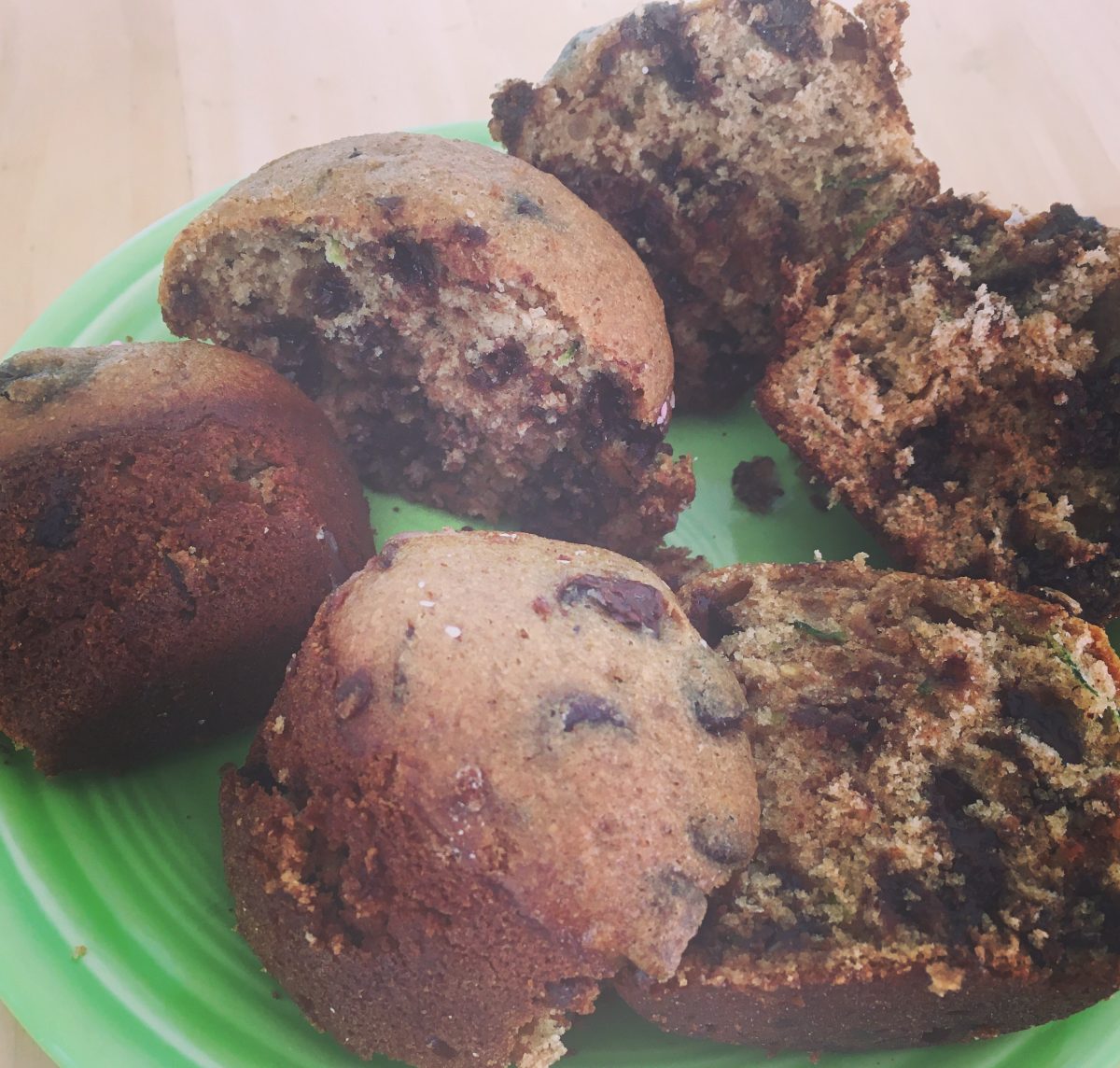 Chocolate Chip Zucchini Muffins with Agave Nectar