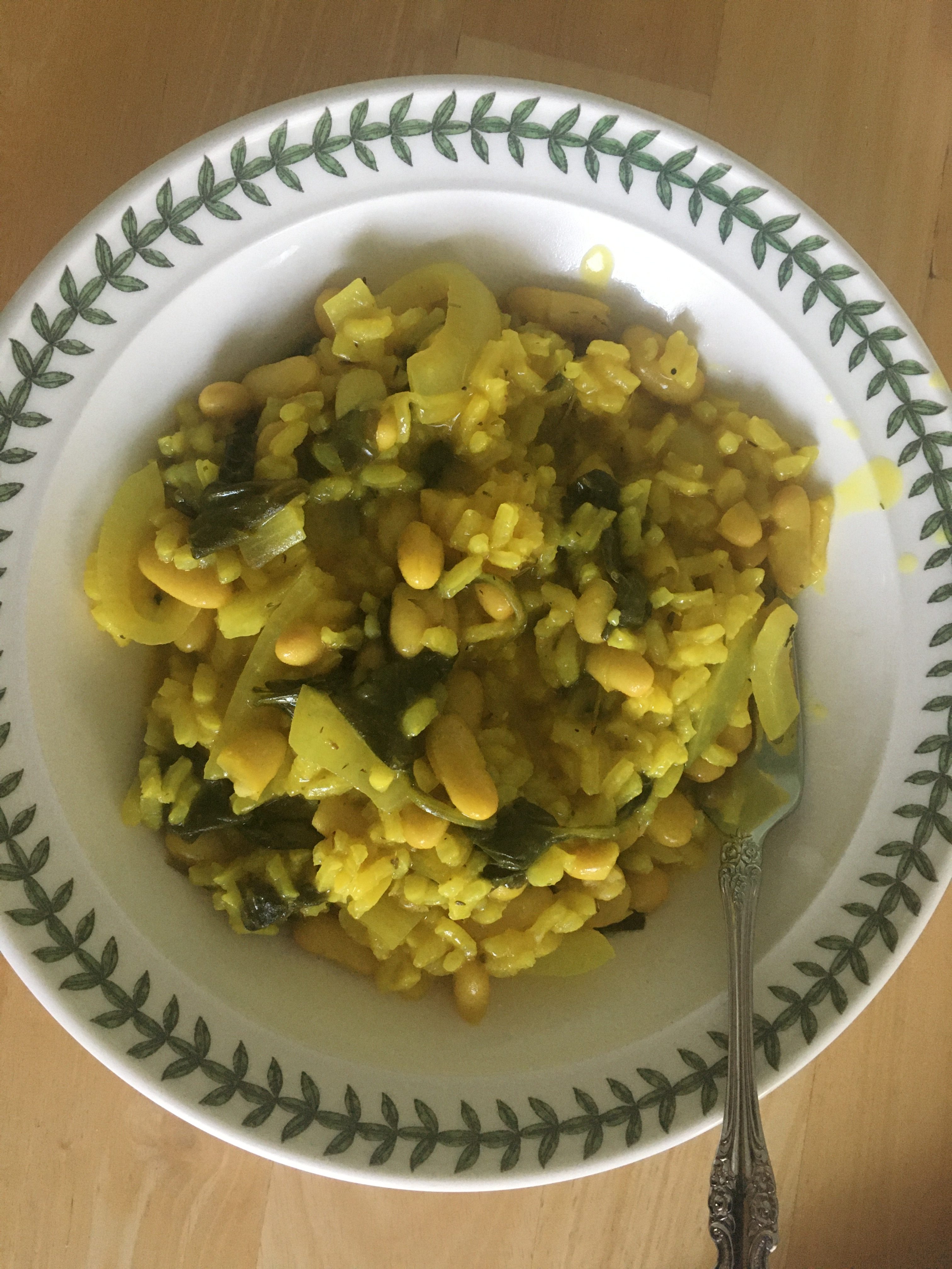 White Bean, Spinach, and Turmeric Risotto